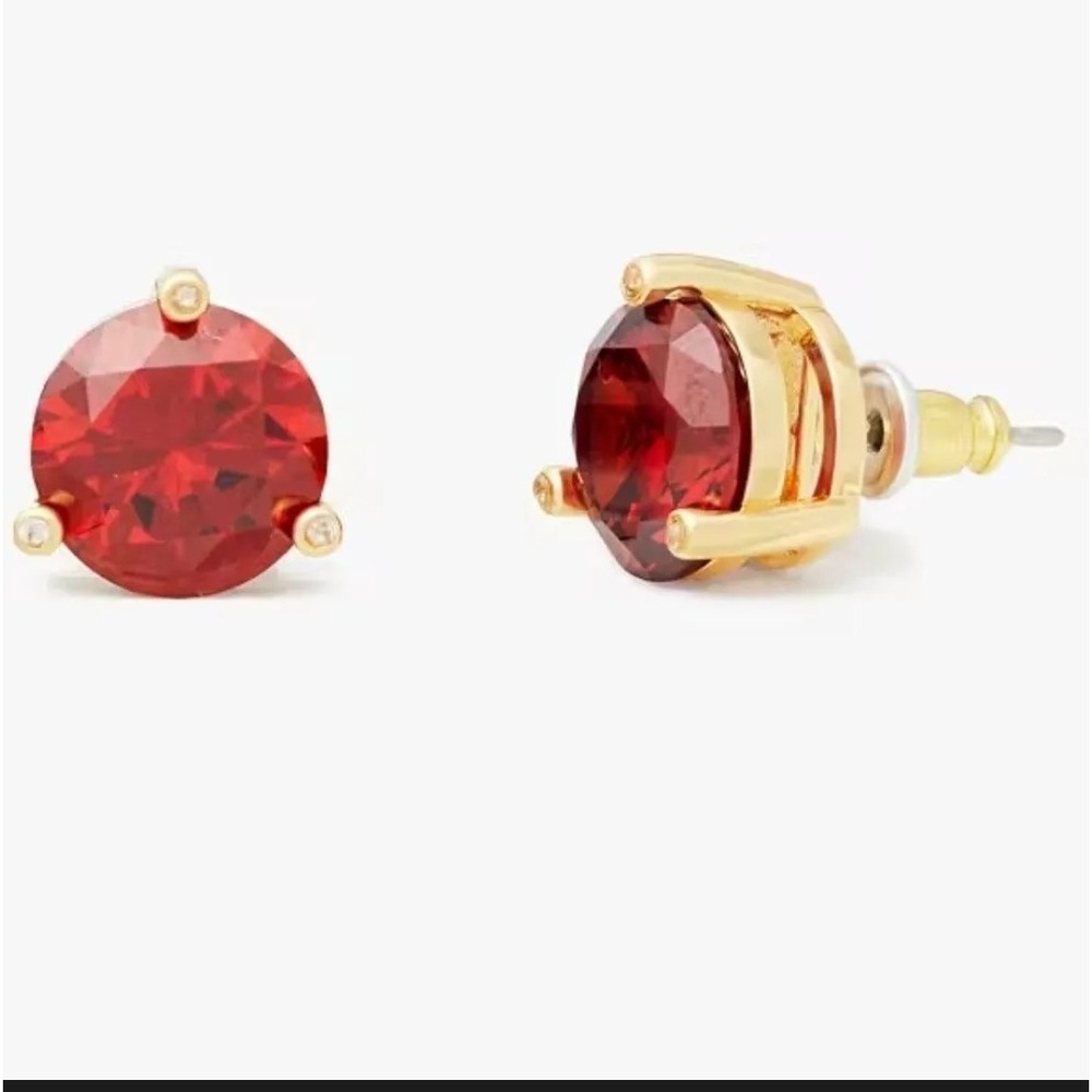 Kate Spade Rise and‎ Shine Garnet Red Cubic Zirconia Gold Stud Earrings